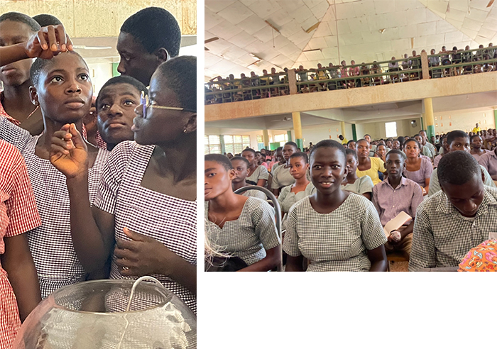 Pupils at the school in Elmina engaged in the presentation of the findings of the HOTSPOT project